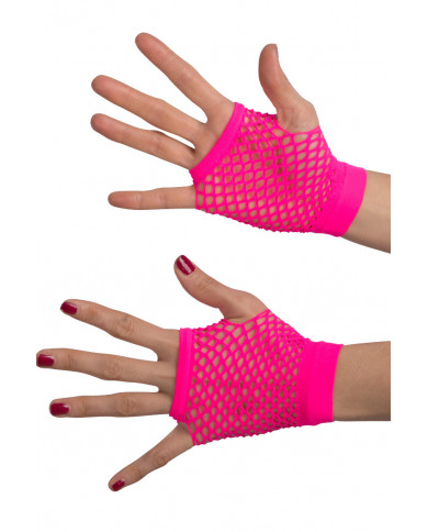 Fluo yellow fishnet gloves without fingers, a 198 s style that
