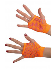 Fluo yellow fishnet gloves without fingers, a 198 s style that