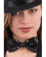 Black sequins bow tie, size h.cm.7x12, for elegant evenings.