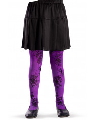 Purple tights with black spiderwebs in one size for children
