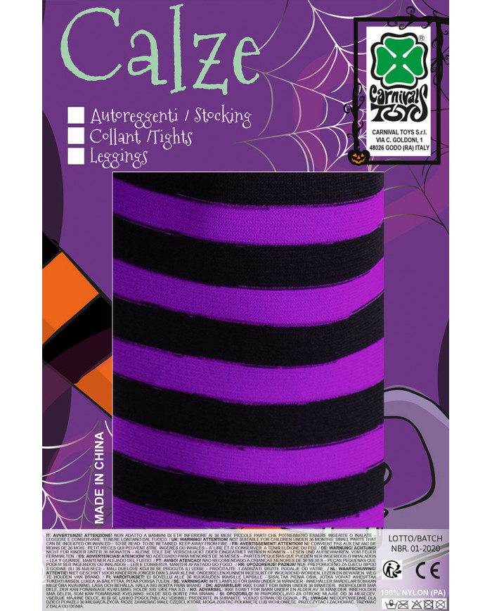 Purple and black striped tights in one size for children, to