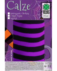 Purple and black striped tights in one size for children, to
