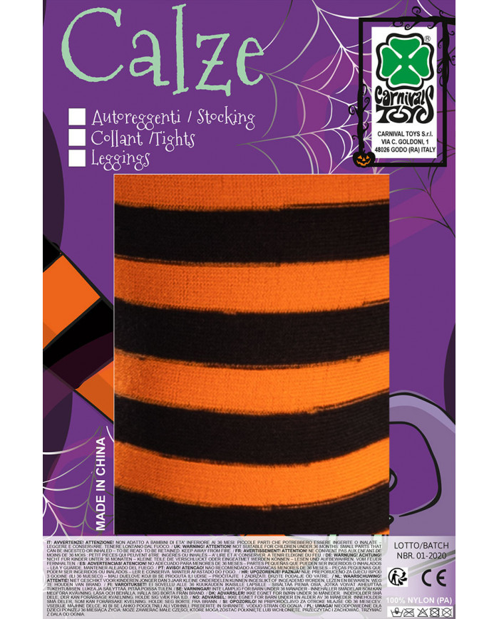 Orange and black striped tights in one size for children, to
