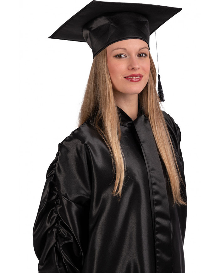 Black graduated hat in sateen, to celebrate together one of the Black graduated hat in sateen, to celebrate together one of the