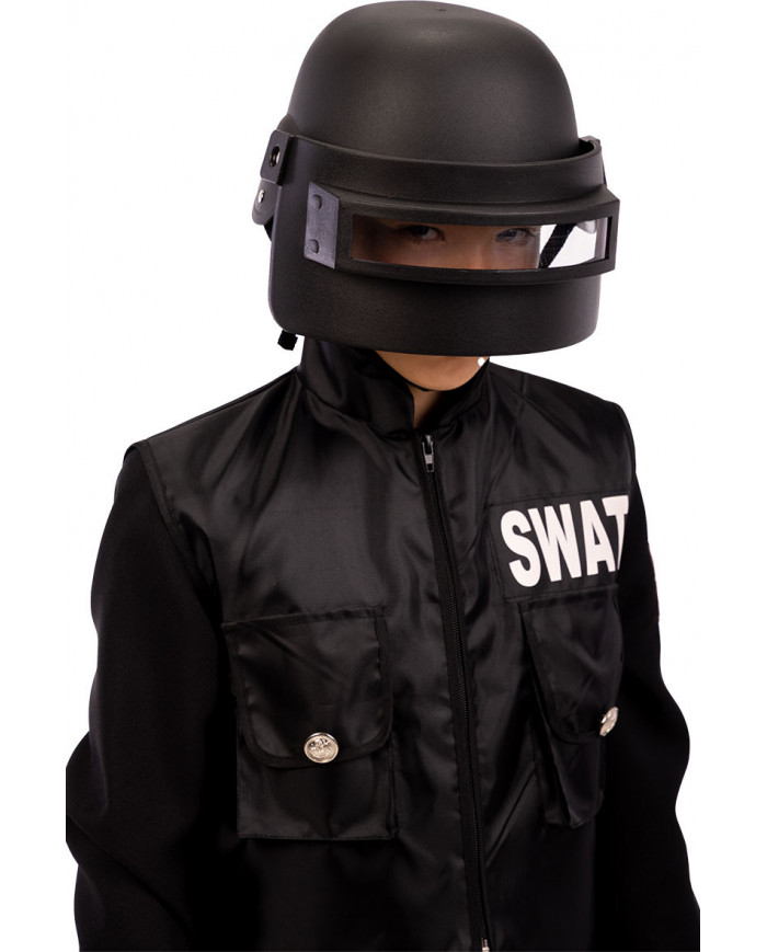 Special forces helmet made of black plastic for children. Special forces helmet made of black plastic for children.
