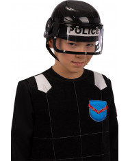 Riot police helmet made of black plastic for children.