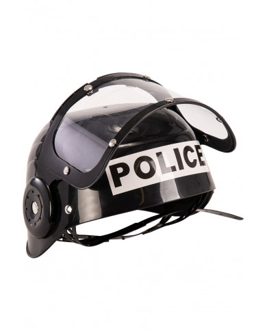 Riot police helmet made of black plastic for children. Riot police helmet made of black plastic for children.