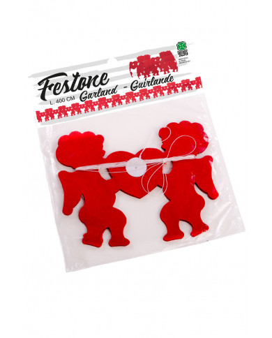 Paper garland with Cupid and red hearts, length mt.4, ideal for