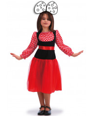 Minnie Mouse costume for kid with satin dress, velvet and veil.