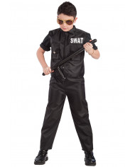 Swat police costume for kid with waistcoat and trousers in