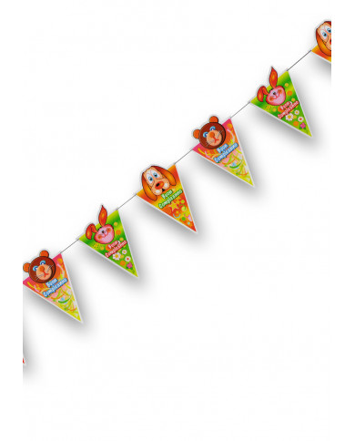 Happy Birthday Flagline H.Cm.25, Length Cm.140, In Pbh