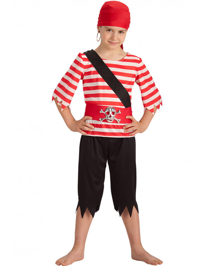 Pirate costume for kid with stretchy jacket and trousers, belt