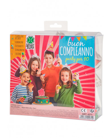 Geburtstagsparty-Set (5 Hütchen, 5 Kronen, 1 Girlande, 10 Luftrüssel