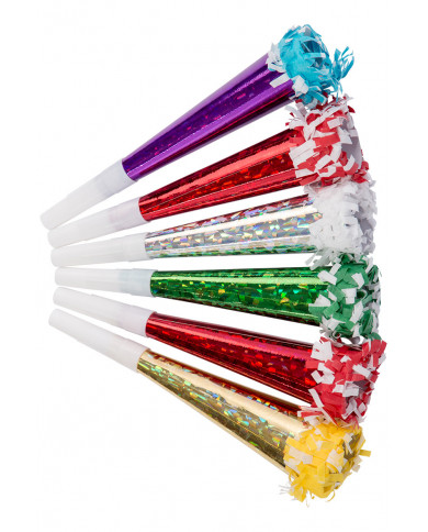 6 horns??in metallic paper with holograms long cm.19 in