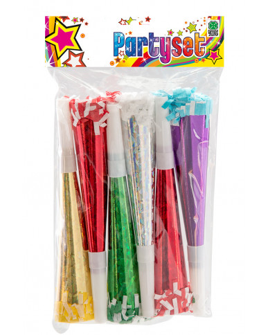 6 horns??in metallic paper with holograms long cm.19 in