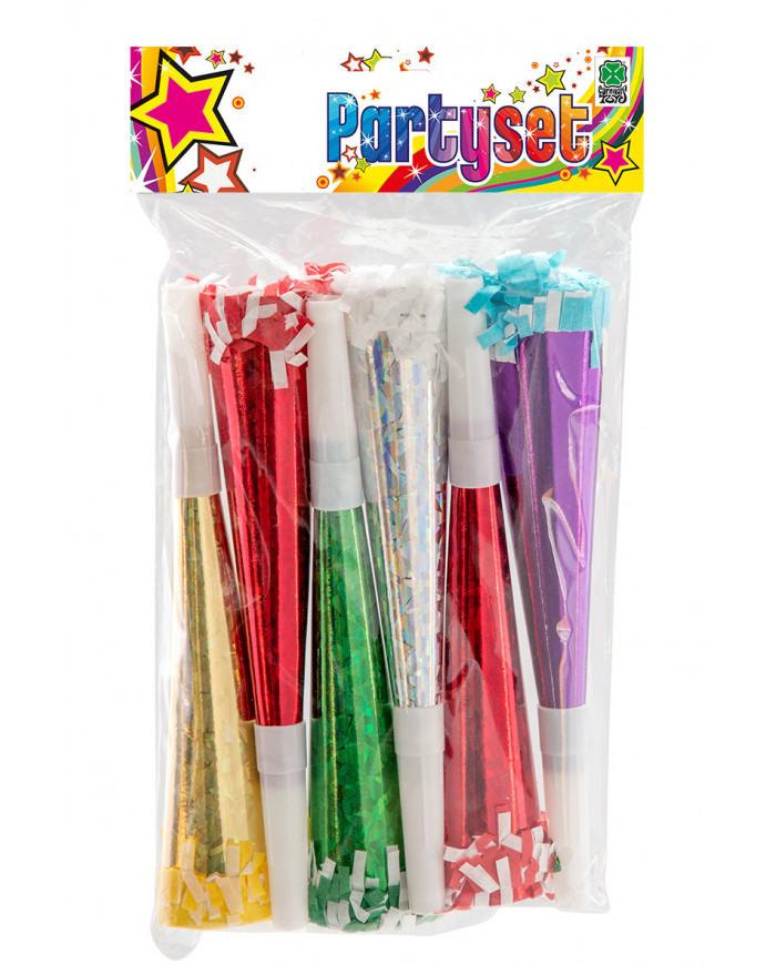 6 horns??in metallic paper with holograms long cm.19 in