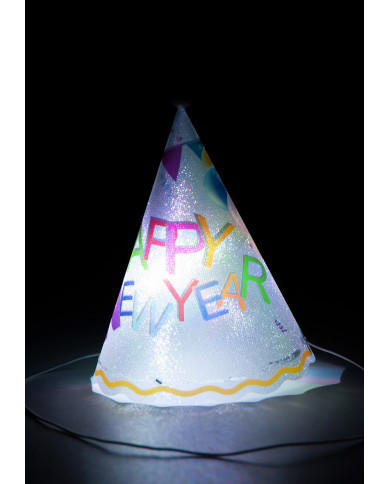 Chapeau lumineux « Happy New Year (Bonne Année) » en plastique (piles Chapeau lumineux « Happy New Year (Bonne Année) » en plastique (piles