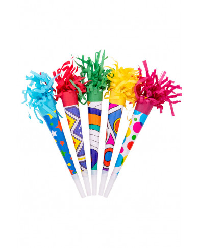 36 trompetas de papel de unos 25 cm de largo en bolsa 36 trompetas de papel de unos 25 cm de largo en bolsa