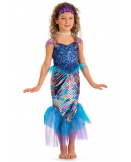 Mermaid costume for kid composed of lurex dress and headpiece 
