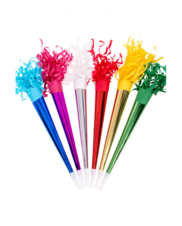 36 trompettes métallisées, longueur 35 cm environ dans une pochette 36 trompettes métallisées, longueur 35 cm environ dans une pochette