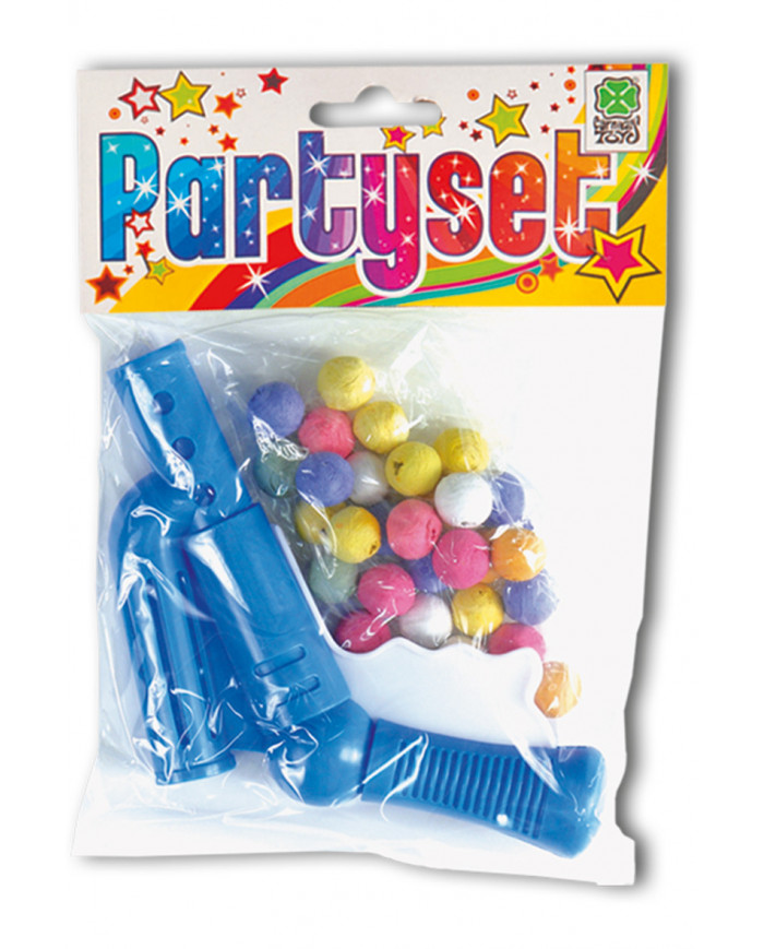 30 boulets avec pistolet dans une pochette avec carte d’en-tête