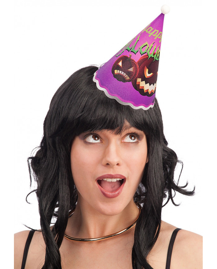 Chapeau lumineux violet Halloween en plastique (piles comprises)