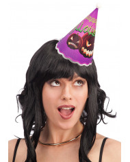 Chapeau lumineux violet Halloween en plastique (piles comprises)
