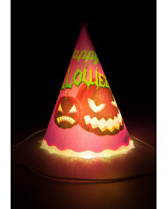 Chapeau lumineux violet Halloween en plastique (piles comprises)
