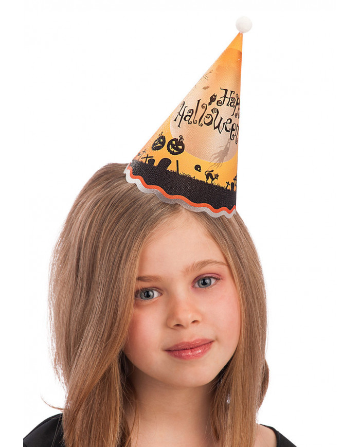 Chapeau lumineux orange Halloween en plastique (piles comprises)