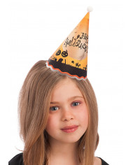 Chapeau lumineux orange Halloween en plastique (piles comprises)
