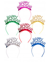 25 Happy New Year-Haarreifen aus metallisiertem Papier verschiedene