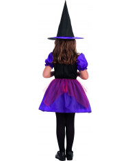 Witch costume for kid with taffetas, veil and stretch fabric