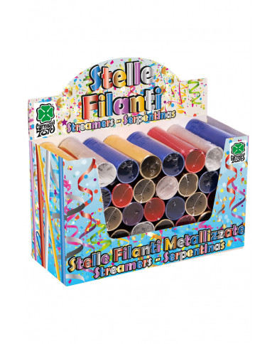 4 wrapped metallized streamers, 9 rolls, mm.14, mt.4. Ideal for