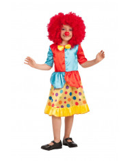 Costume da clown per bambina, composto da abito in tessuto
