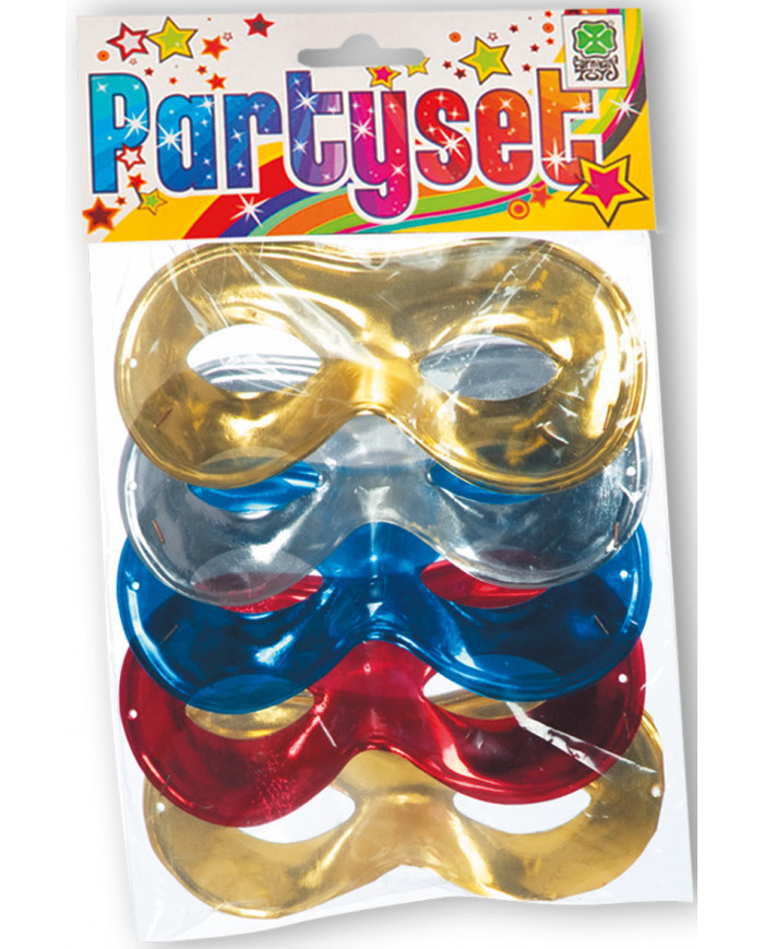 Ensemble de fête (5 loups métallisés) dans une pochette avec carte