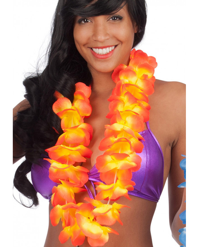 Orange And Yellow Flower Necklace W/Header Orange And Yellow Flower Necklace W/Header