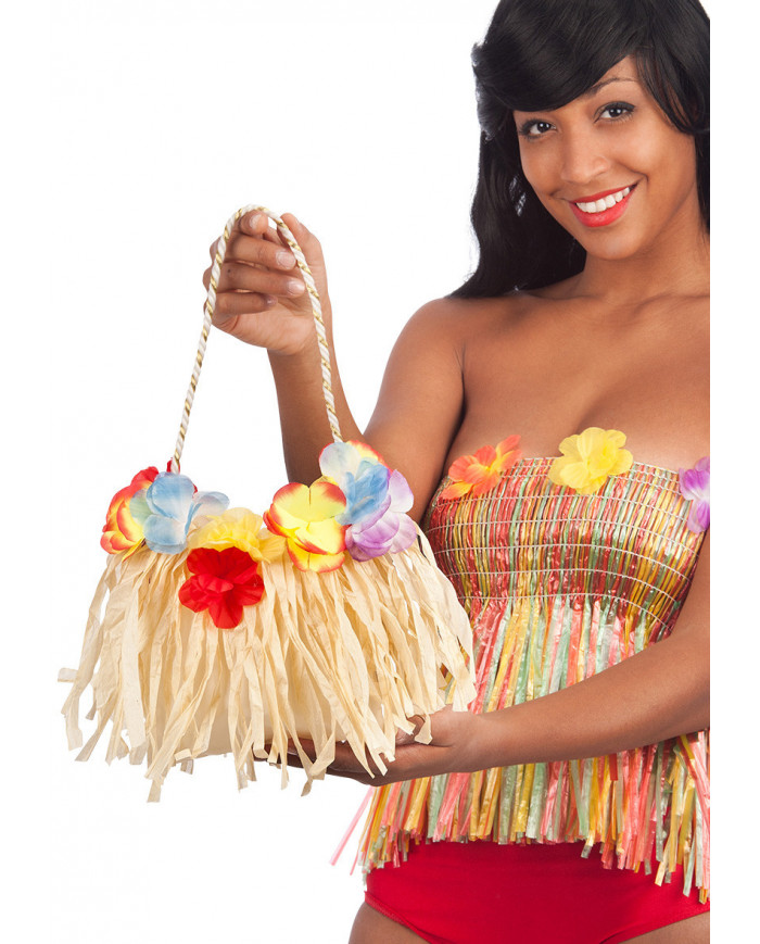 Borsetta da donna Hawaii, realizzat in tela con frange in rafia Borsetta da donna Hawaii, realizzat in tela con frange in rafia