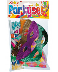 Party set composto da 3 cappellini a cono, 3 maschere farfalla Party set composto da 3 cappellini a cono, 3 maschere farfalla