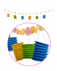 Guirlande Hawaï avec 6 lanternes, longueur 280 cm environ x hauteur