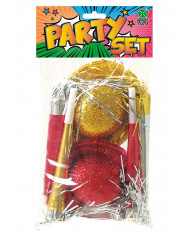 Party Set (4 Glittered Mini-Hats,4 Metallic Horns) In Pbh