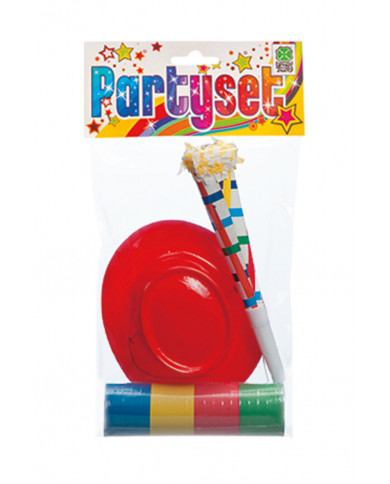Kit consisting of a streamer, a trumpet and a hat, ideal as a