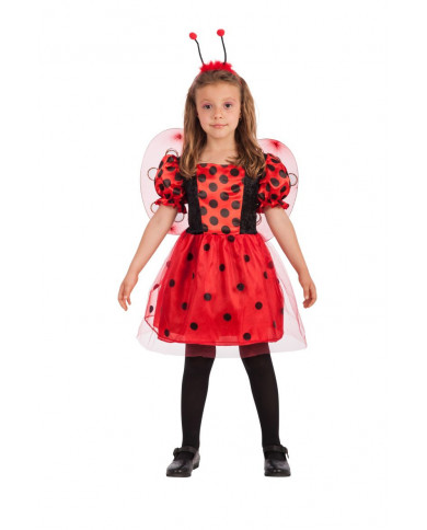 Ladybug costume for kid with taffetas, veil and stretch fabric