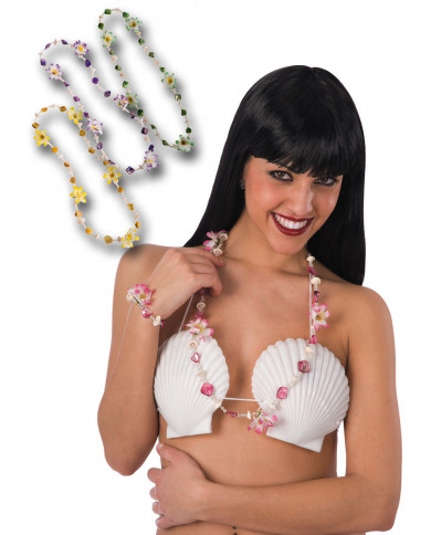 Halskette mit Perlchen, Blumen und Muscheln verschiedene Farben mit Halskette mit Perlchen, Blumen und Muscheln verschiedene Farben mit