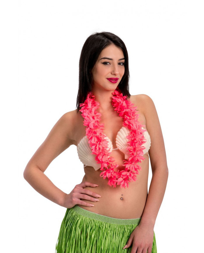 Hawaiian necklace with fluo pink flowers, a cheery accessory Hawaiian necklace with fluo pink flowers, a cheery accessory