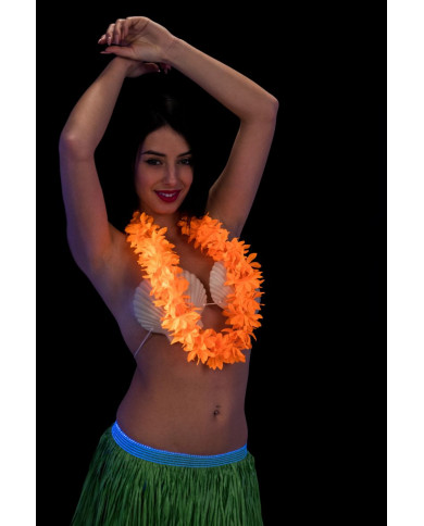 Hawaiian necklace with fluo orange flowers, a cheery accessory Hawaiian necklace with fluo orange flowers, a cheery accessory