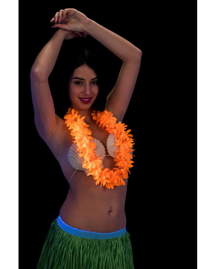 Hawaiian necklace with fluo orange flowers, a cheery accessory Hawaiian necklace with fluo orange flowers, a cheery accessory