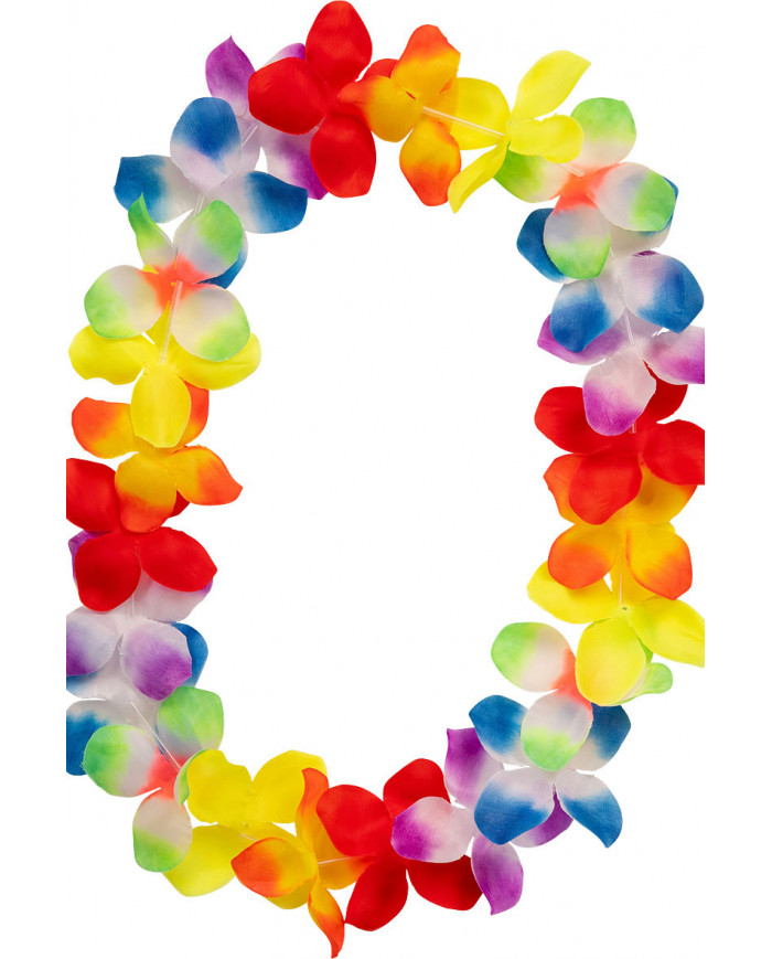 Necklace with multicolor plastic fabric flowers, perfect gadget