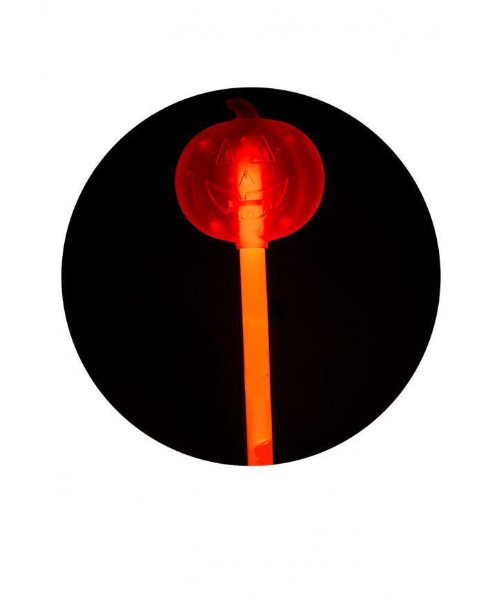 Orange wand with pumpkin in plastic which glows in the dark