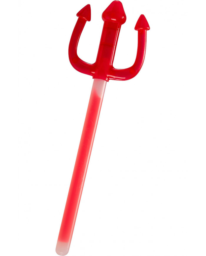 Red wand with fork in plastic which glows in the dark, cute