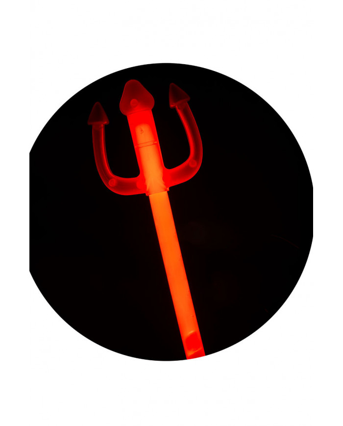 Red wand with fork in plastic which glows in the dark, cute